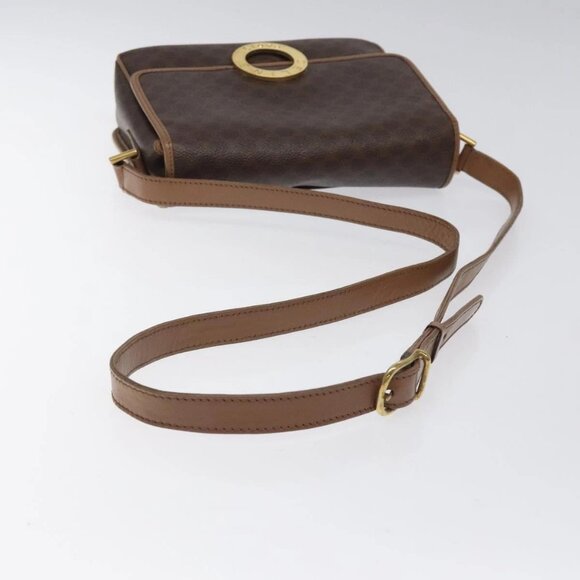 CELINE Macadam Canvas Shoulder Bag PVC Leather Brown Gold Auth 119072 - Picture 9 of 16